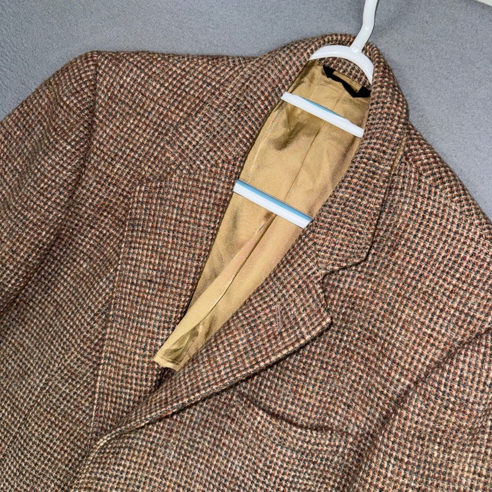 Harris Tweed Sport Coat Mens 40 Brown Scottish Wool Blazer Jacket Vintage USA